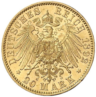 Hessen 20 Mark 1892 Revers