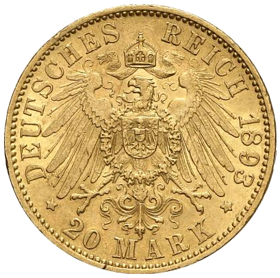 Hessen 20 Mark 1893 Revers
