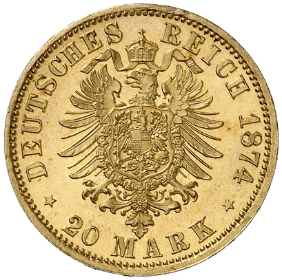 Mecklenburg-Strelitz 20 Mark 1874 Revers