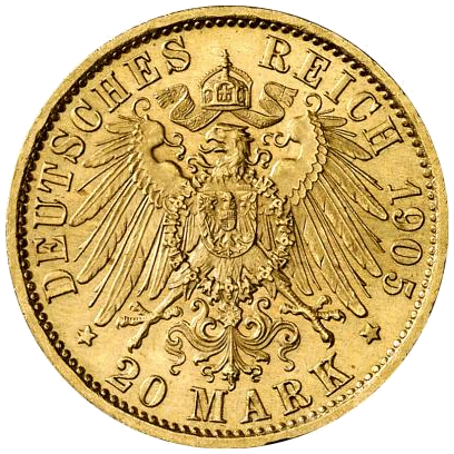 Mecklenburg-Strelitz 20 Mark 1905 Revers