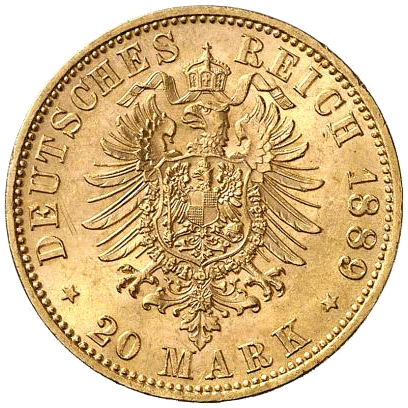 Preußen 20 Mark 1889 Revers
